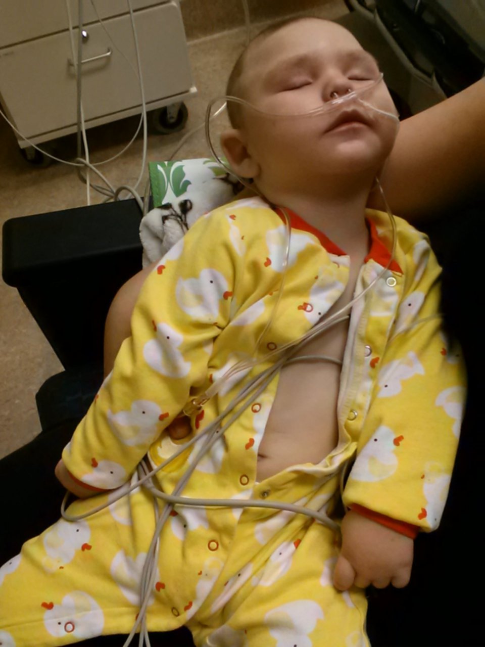 Félip all wired up during an admission