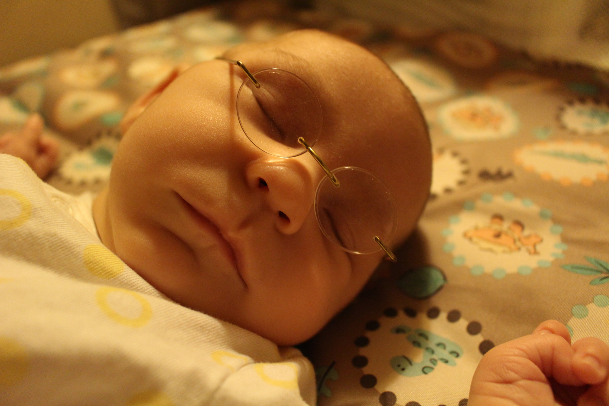 Félip with glasses from a doll, days before his seizures started