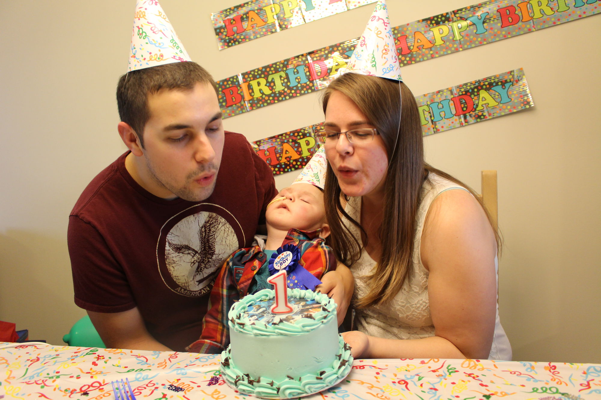 The whole family during Félip's first birthday party